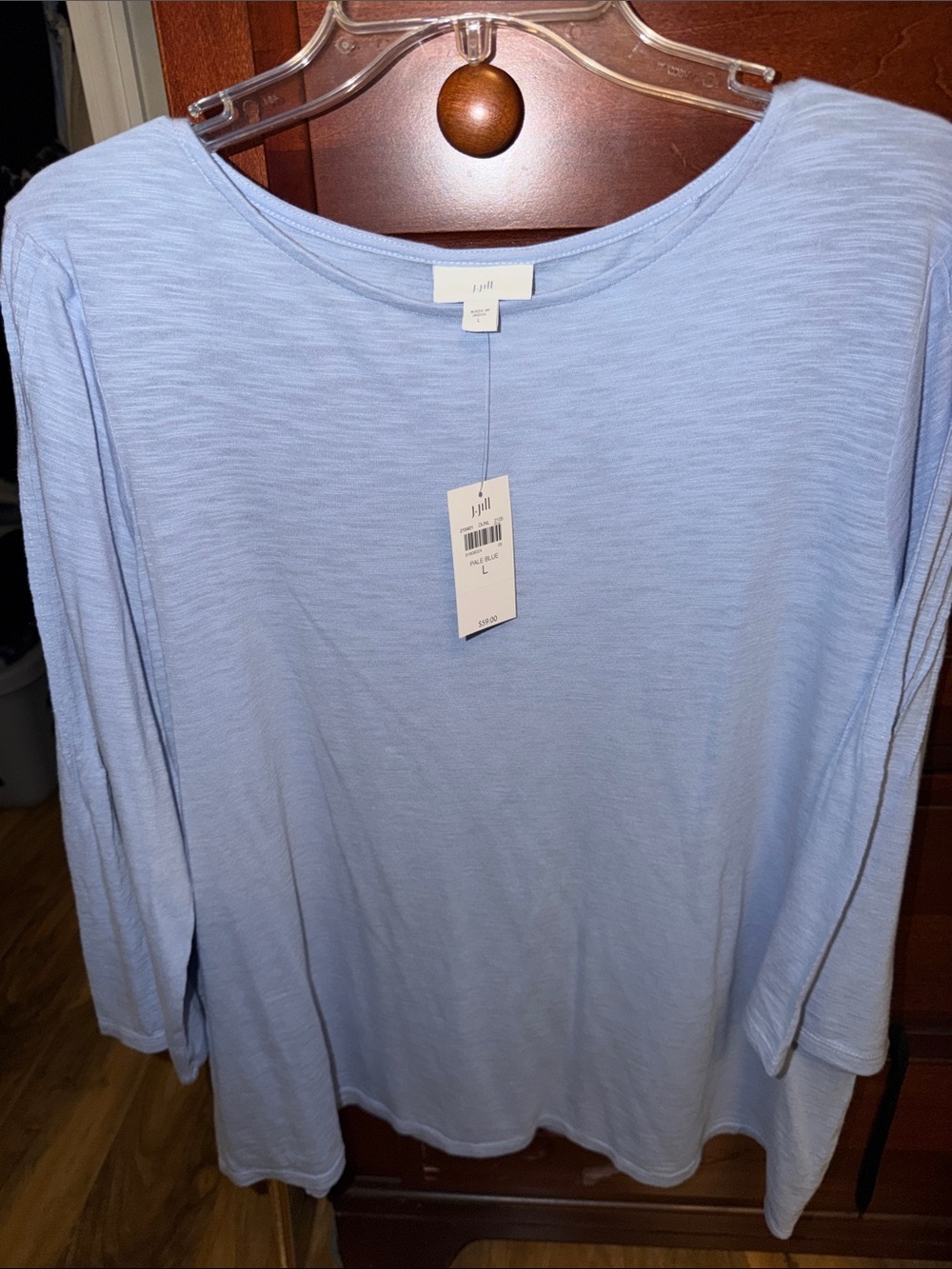 J. Jill Pale Blue Long Sleeve Slub-Knit Tee
